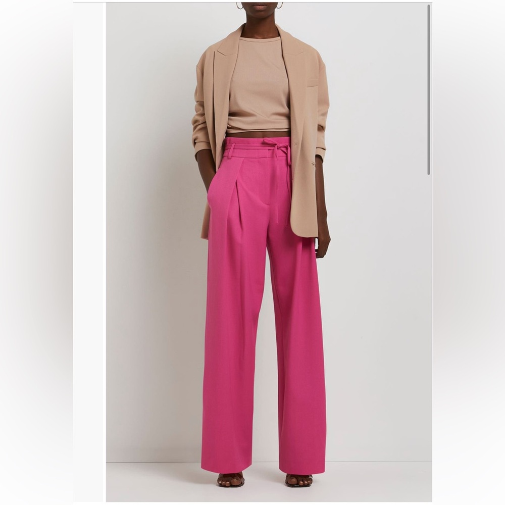 River Island Pink High Waist Wide Leg Pleated Pants - Picture 5 of 12